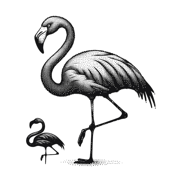 un dibujo de un cisne y dos cisnes