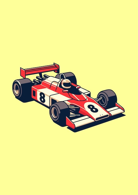 un dibujo de un coche de carreras con el número 8 en él