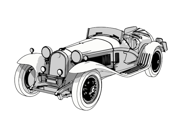 Dibujo de un coche de carreras con una vista lateral del motor.