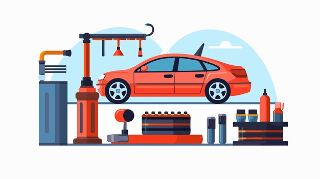 un dibujo de un coche con un coche rojo estacionado a su lado