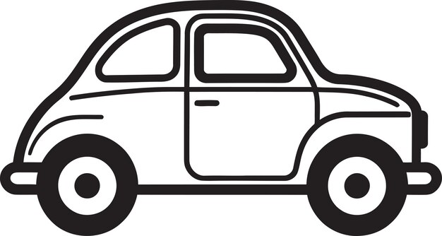 un dibujo de un coche con un contorno negro