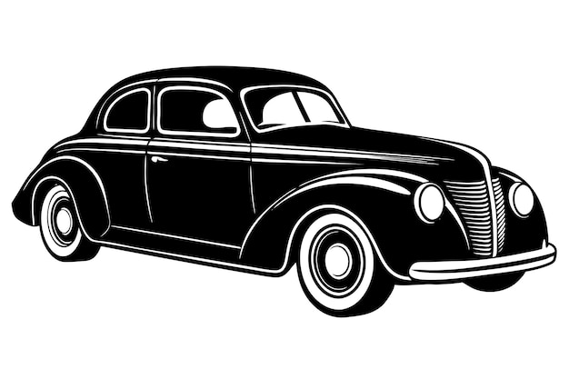 un dibujo de un coche negro con un fondo blanco