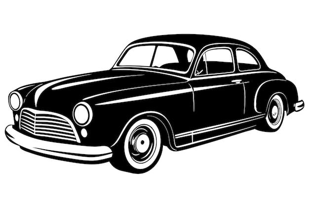 un dibujo de un coche negro con un fondo blanco