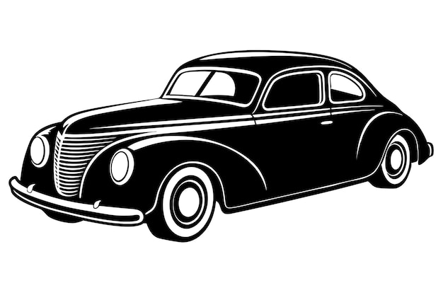 un dibujo de un coche negro con un fondo blanco