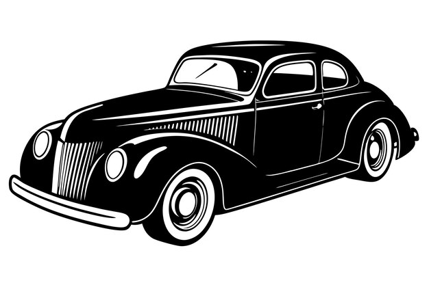 un dibujo de un coche negro con un fondo blanco