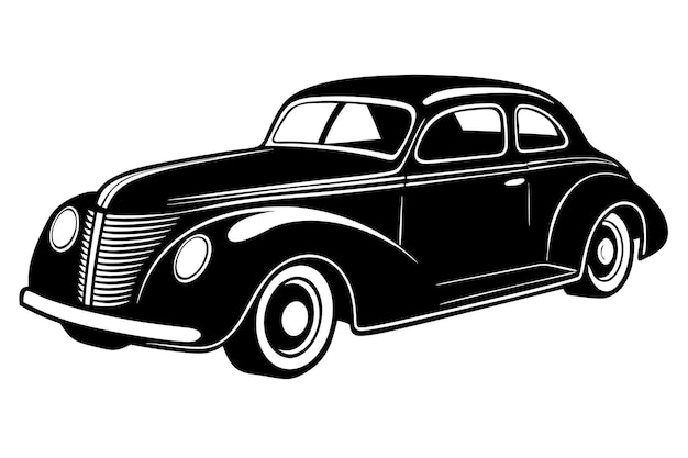 un dibujo de un coche negro con un fondo blanco