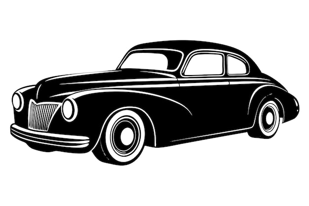 un dibujo de un coche negro con un fondo blanco