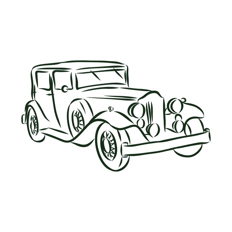 Vector dibujo de coche retro para su diseño. ilustración vectorial