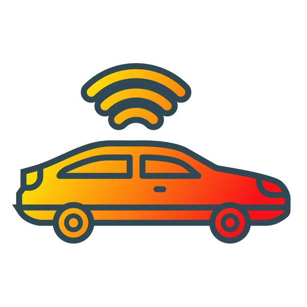 un dibujo de un coche con un wifi en la parte superior