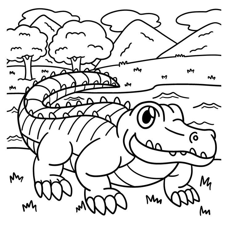 Vector dibujo de cocodrilo para colorear