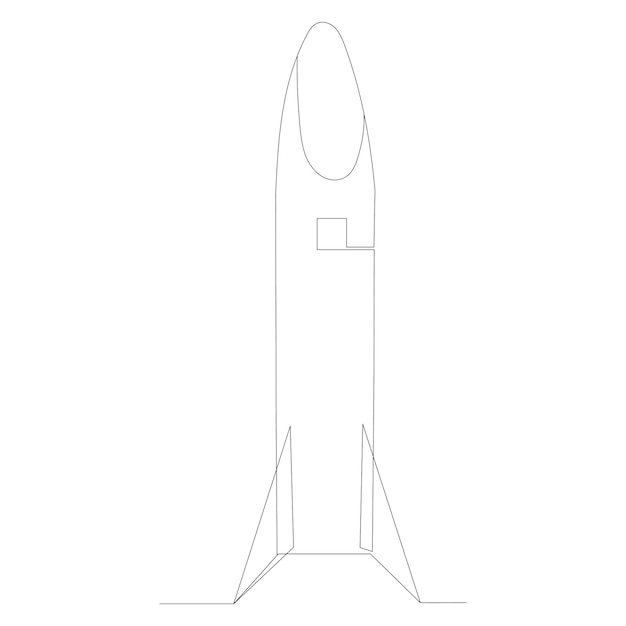 Dibujo de cohetes por un vector aislado de línea continua