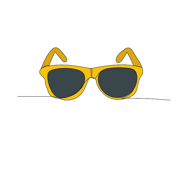 Dibujo coloreado de gafas aisladas por un boceto de línea continua