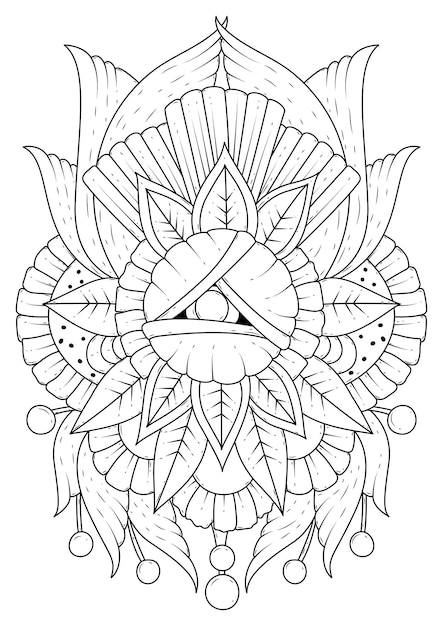 Dibujo para colorear adorno asimétrico fondo blanco y negro para colorear  dibujo para un tatuaje | Vector Premium