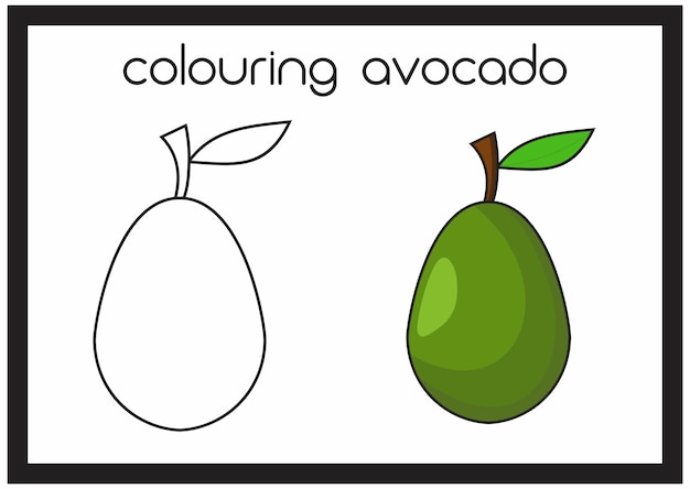 Dibujo para colorear aguacate para niños