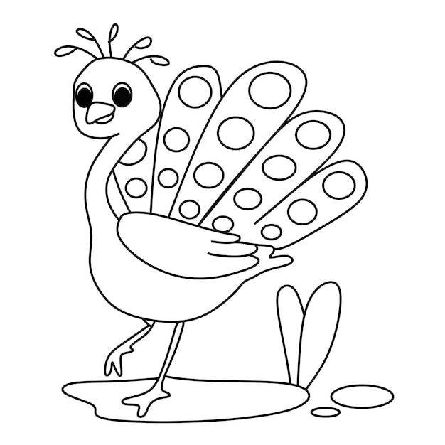 Dibujo para colorear alfabetos animales dibujos animados pavo real