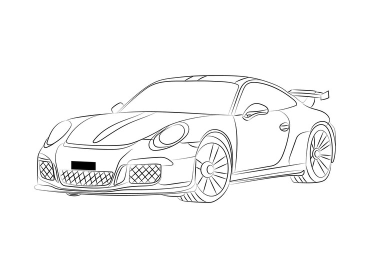 Dibujo para colorear del arte del esquema del coche de los niños Arte del dibujo del deporte