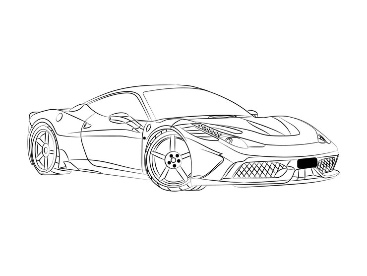 Dibujo para colorear del arte del esquema del coche de los niños Arte del dibujo del deporte
