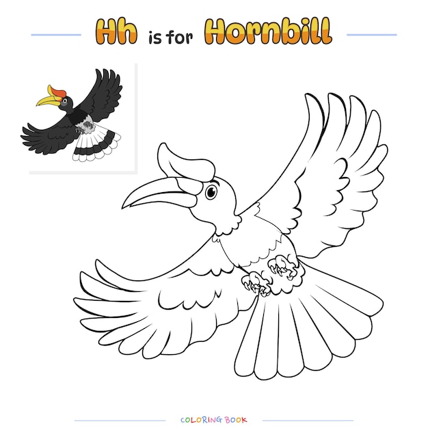 Dibujo para colorear Cálao pájaro dibujos animados