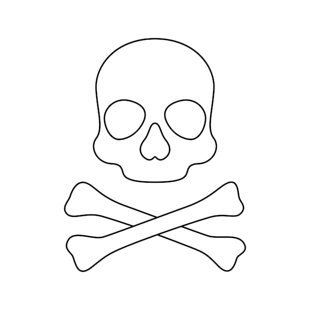 Vector dibujo para colorear con calavera y tibias cruzadas para niños