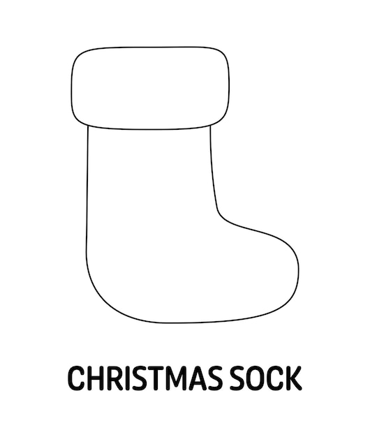 Dibujo para colorear con calcetín navideño para niños