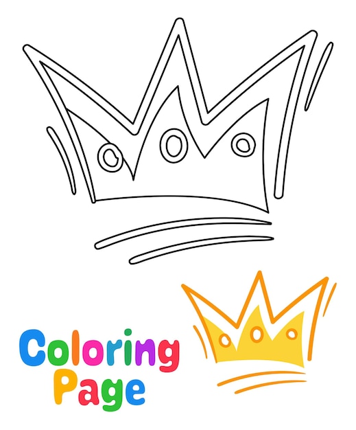 Dibujo para colorear con corona para niños