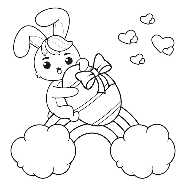 Dibujo para colorear Felices Pascuas con conejito