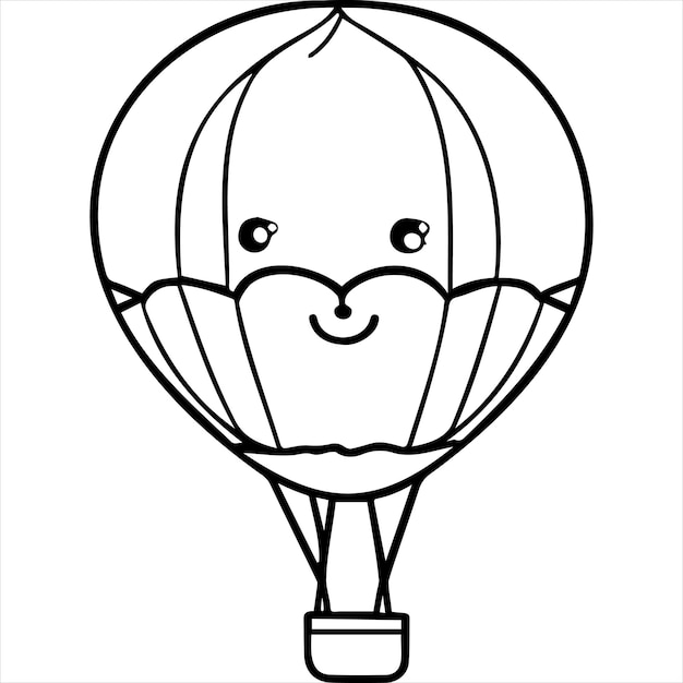 Dibujo para colorear de globo aerostático kawaii