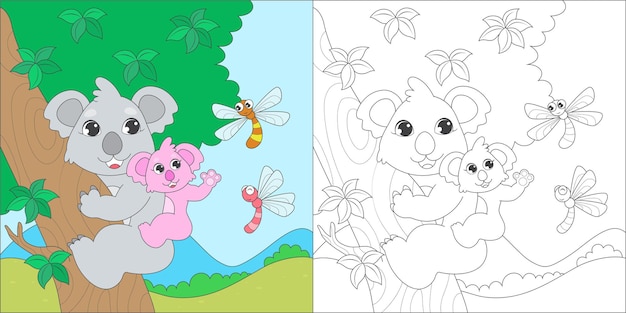 Dibujo para colorear con koala