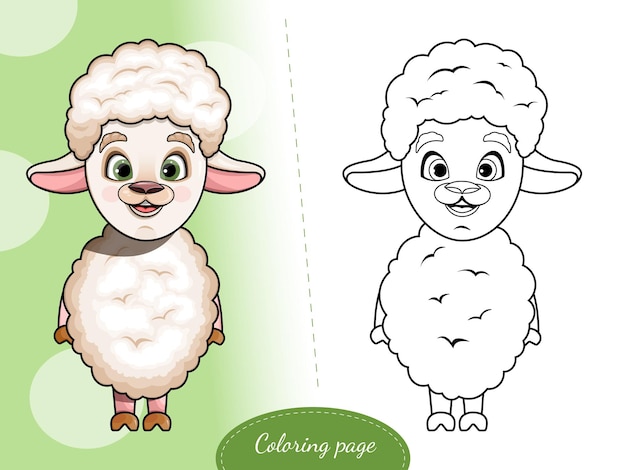 Dibujo para colorear una linda oveja de dibujos animados