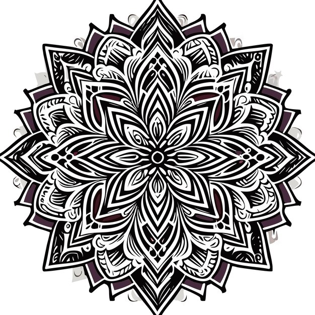 Dibujo para colorear mandala líneas florales blanco y negro