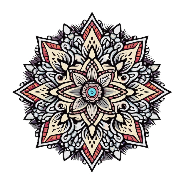 Dibujo para colorear mandala líneas florales blanco y negro