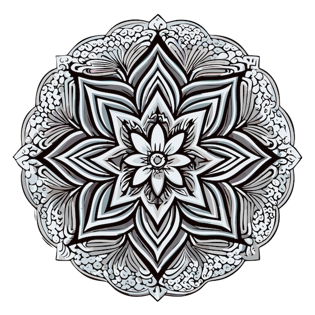 Dibujo para colorear mandala líneas florales blanco y negro