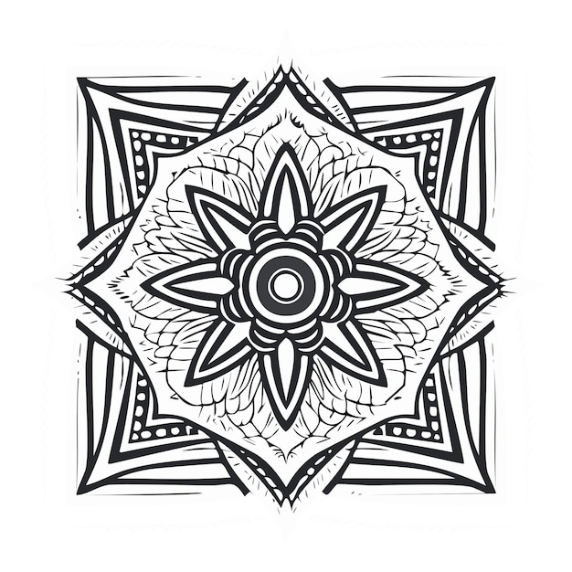 Vector dibujo para colorear mandala líneas florales blanco y negro