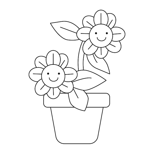 Vector dibujo para colorear margaritas y flores para niños