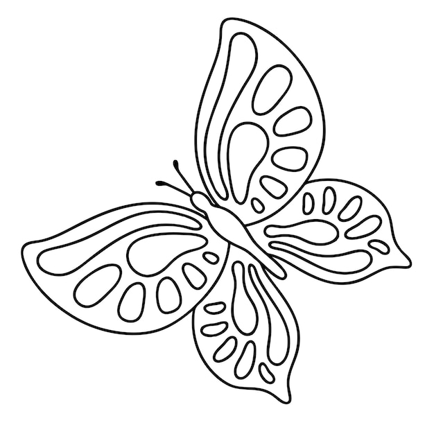 Dibujo para colorear mariposa. Ilustración de contorno vectorial para la creatividad de los niños