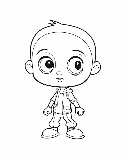 Dibujo para colorear de un niño con ojos grandes