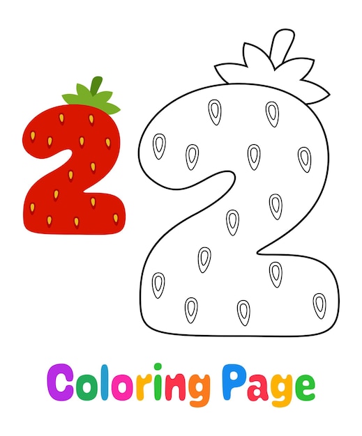 Dibujo para colorear con el Número 2 para niños