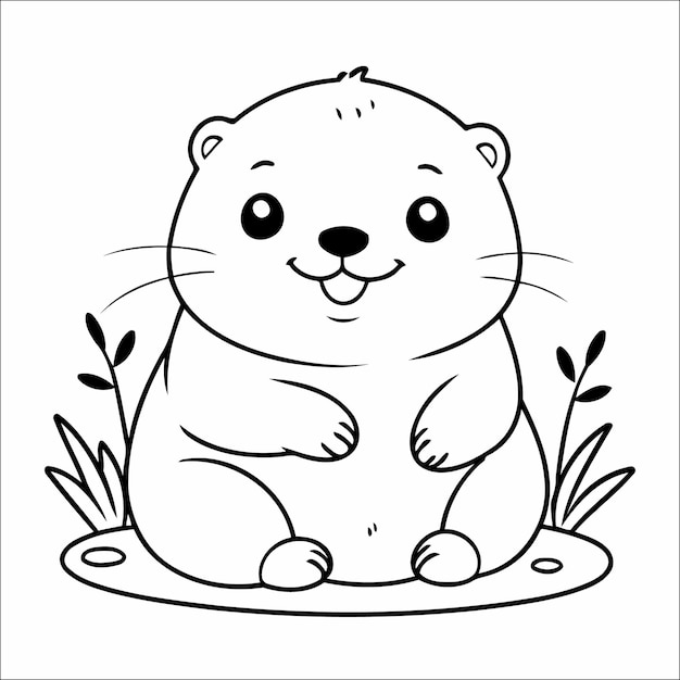 Dibujo para colorear de nutria para niños pequeños