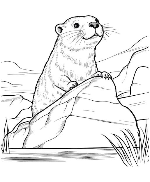 Dibujo para colorear de nutria de río