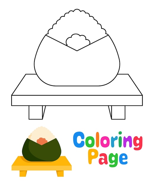 Dibujo para colorear con Onigiri para niños