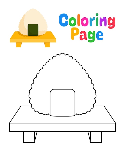 Dibujo para colorear con Onigiri para niños