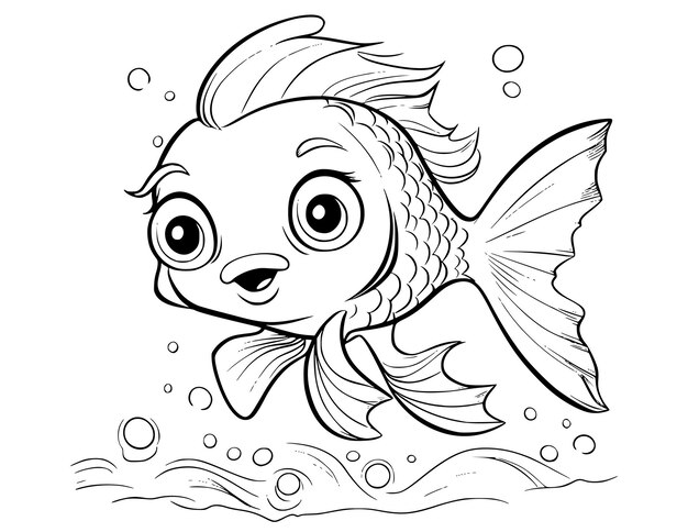 Dibujo para colorear de peces para niños