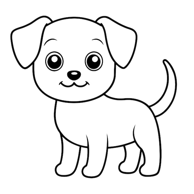 Dibujo para colorear de un perro lindo, divertido e adorable Ilustración de mascotas para niños