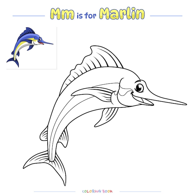 Dibujo para colorear pez marlin dibujos animados