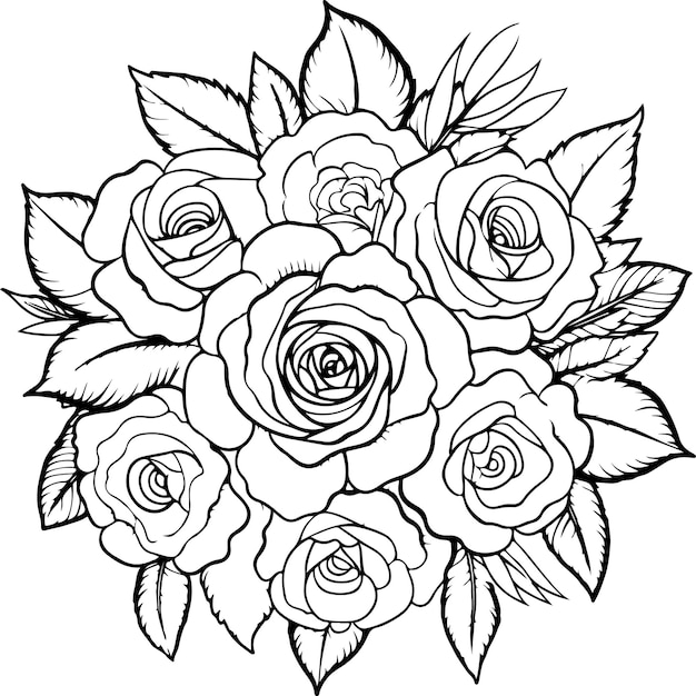 dibujo para colorear que representa flores de rosas