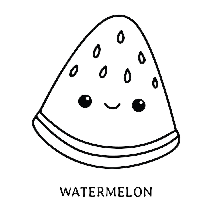 Dibujo para colorear de sandía para niños con la palabra W
