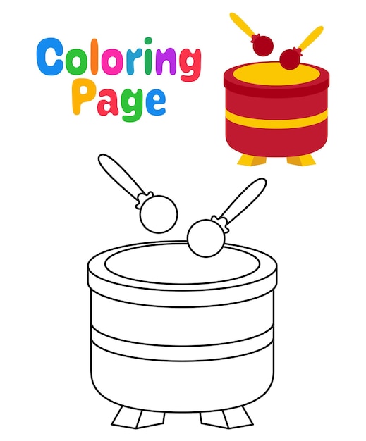 Dibujo para colorear con tambor chino para niños