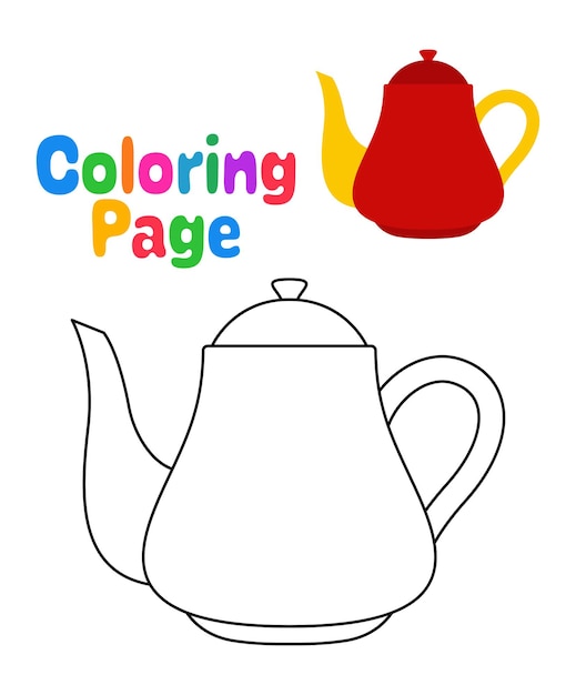 Dibujo para colorear con tetera para niños