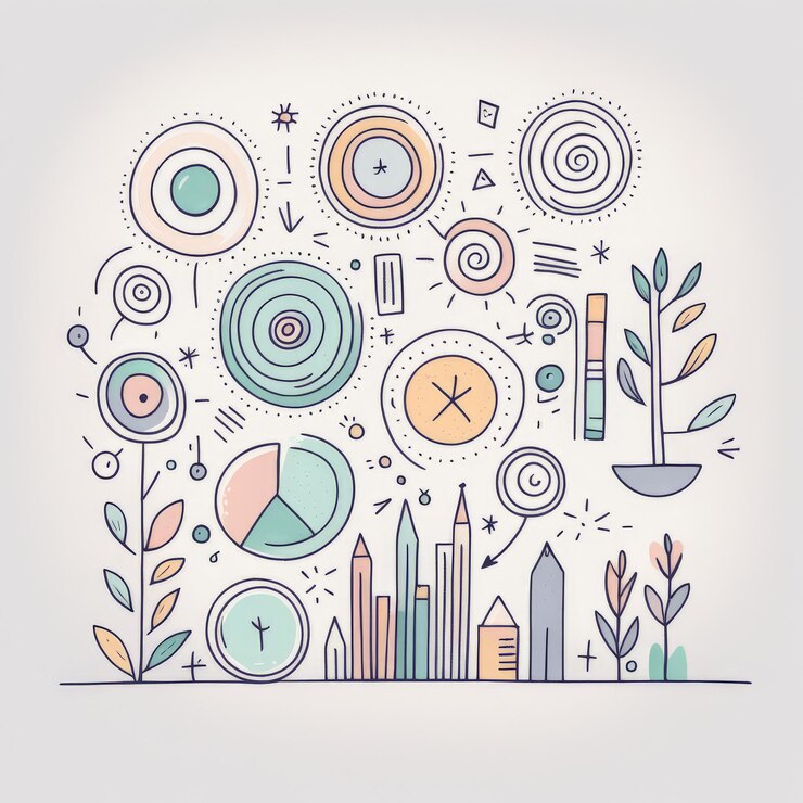 Vector un dibujo colorido de un círculo con una imagen de una ciudad