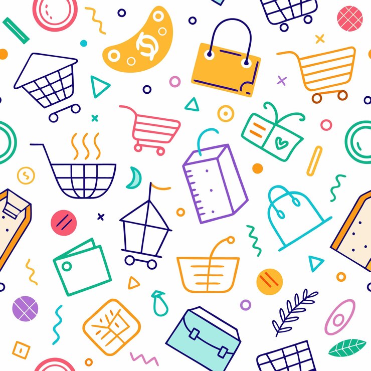 Vector un dibujo colorido de compras en línea.